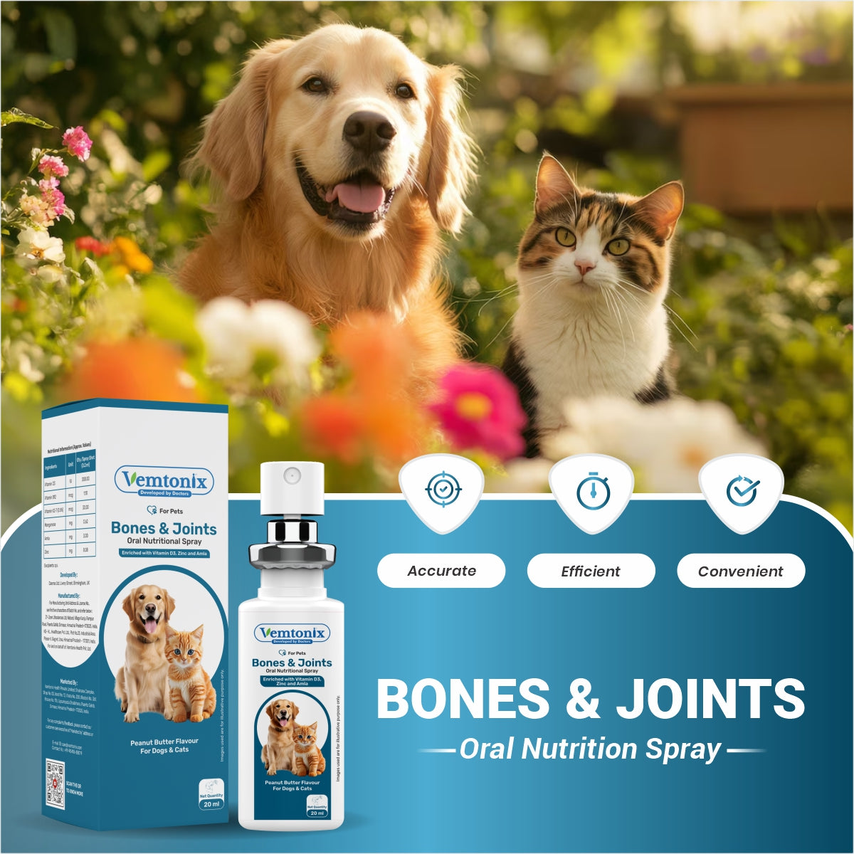 Vemonix Bones & Joints Oral Nutrition Spray for pet