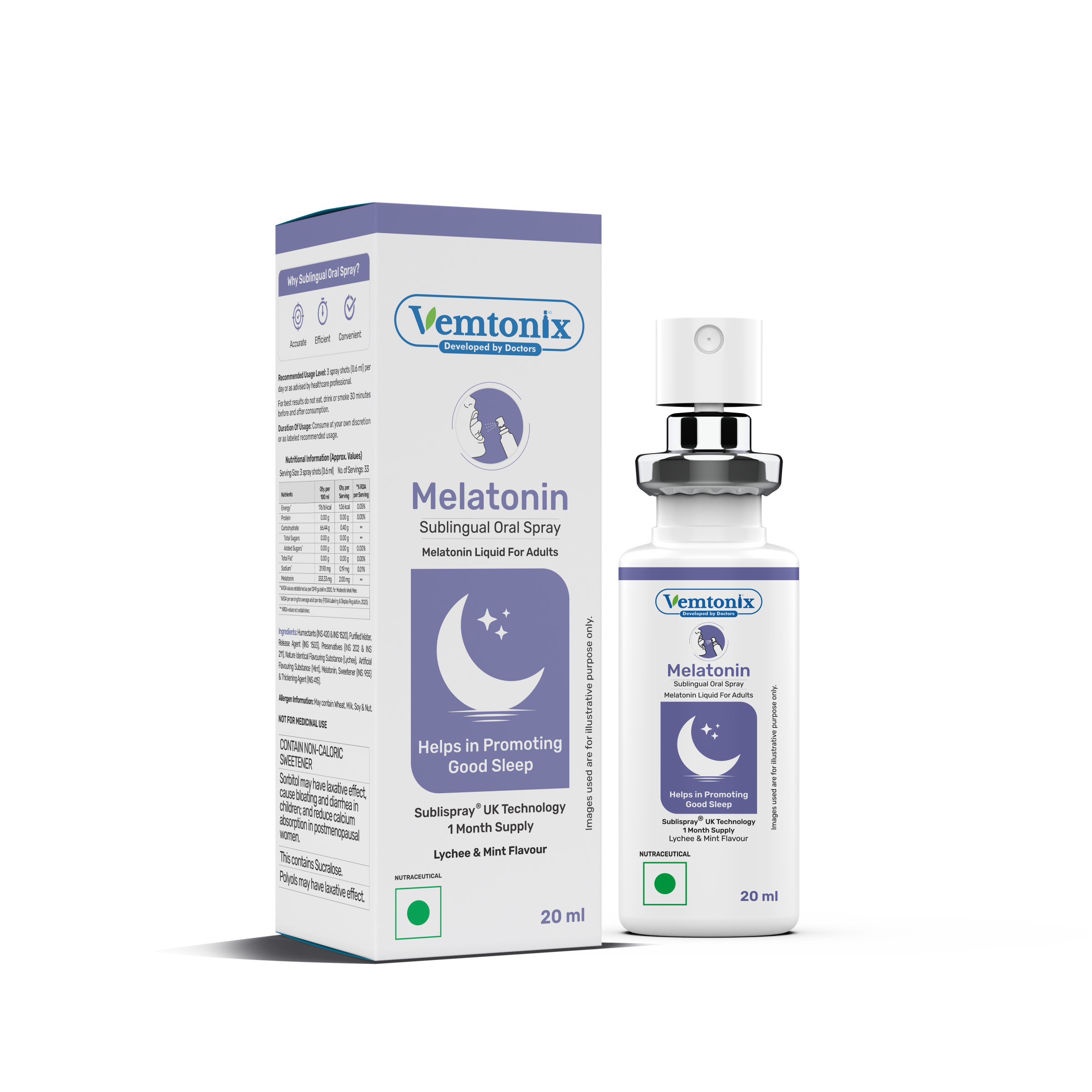 Vemtonix Melatonin Sublingual Oral Spray for Adults