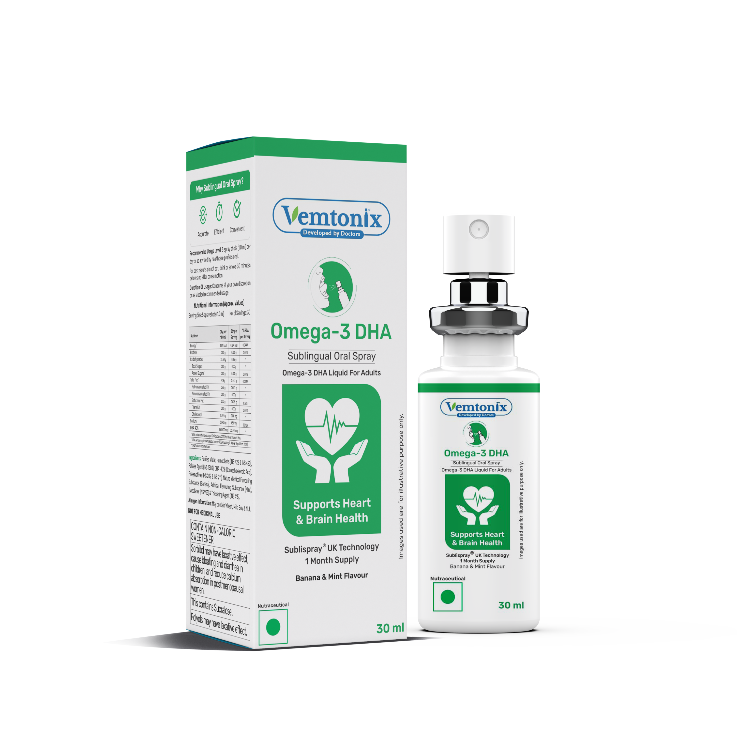 Vemtonix Veg Omega - 3 DHA Sublingual Oral Spray