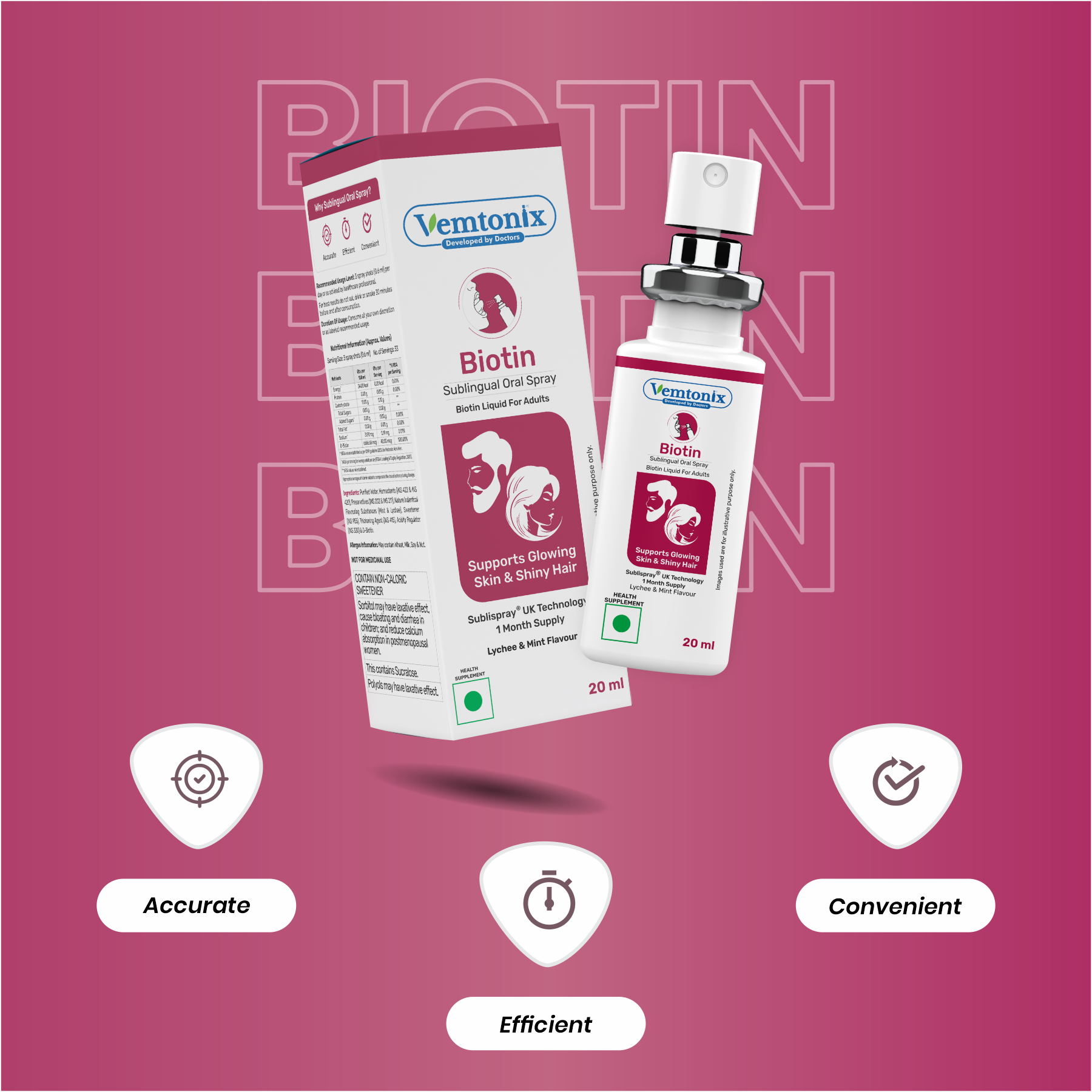 Vemtonix Biotin supplement packaging
