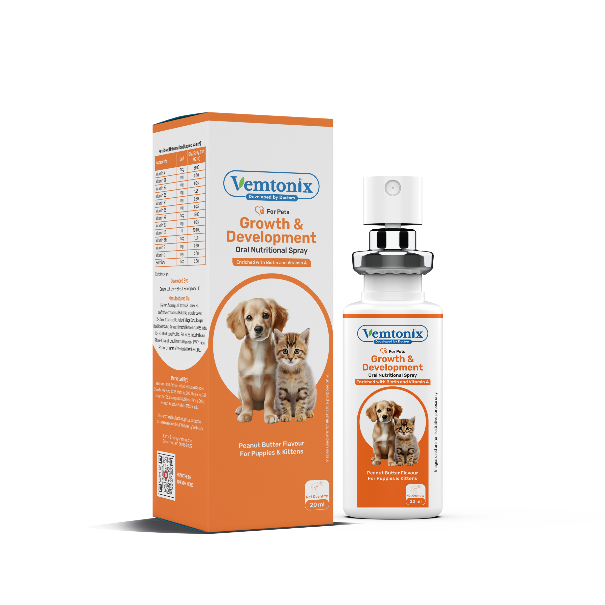 Vemtonix Growth and Development Oral Nutritional Spray for puppies and kittens