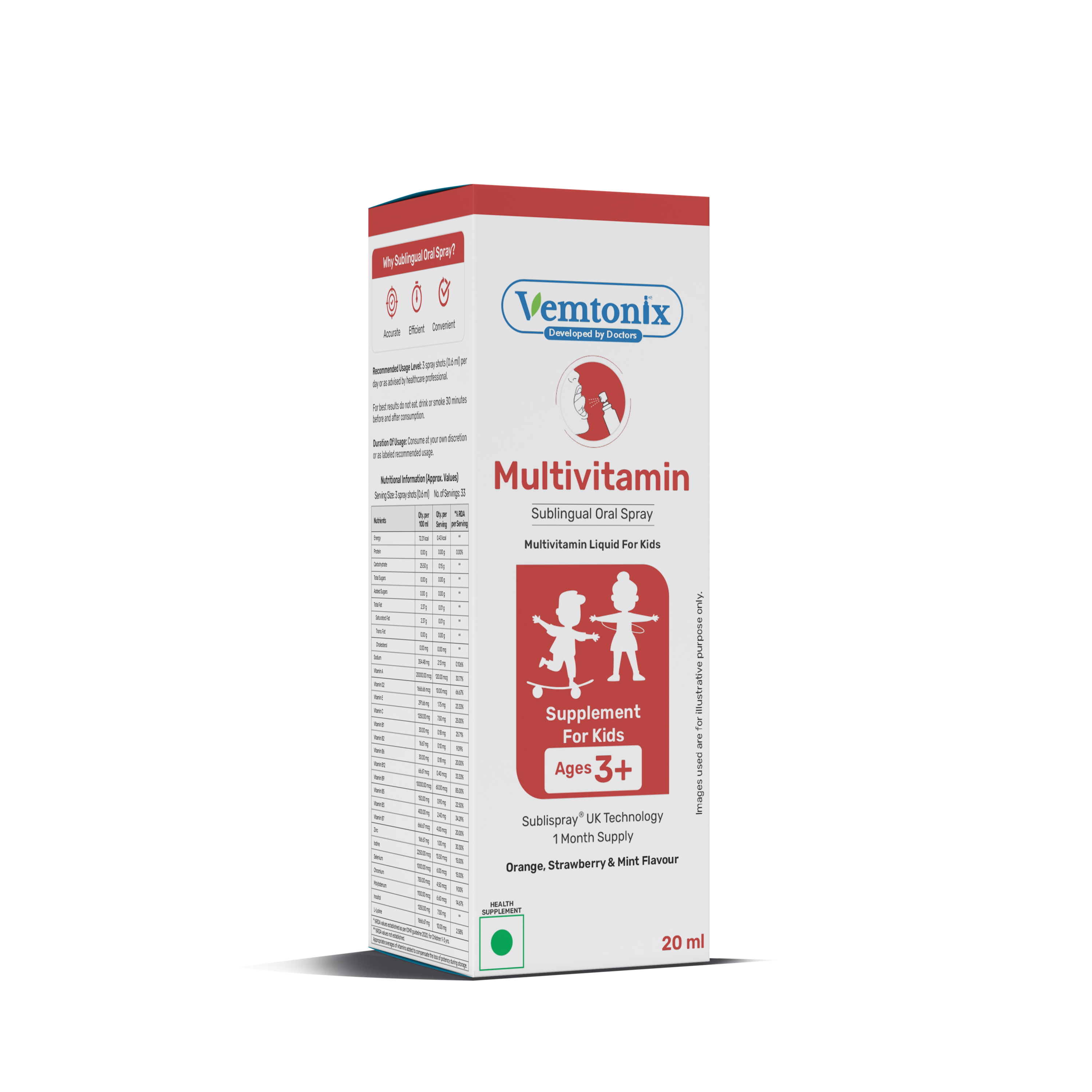 Vemtonix Multivitamin supplement packaging for kids