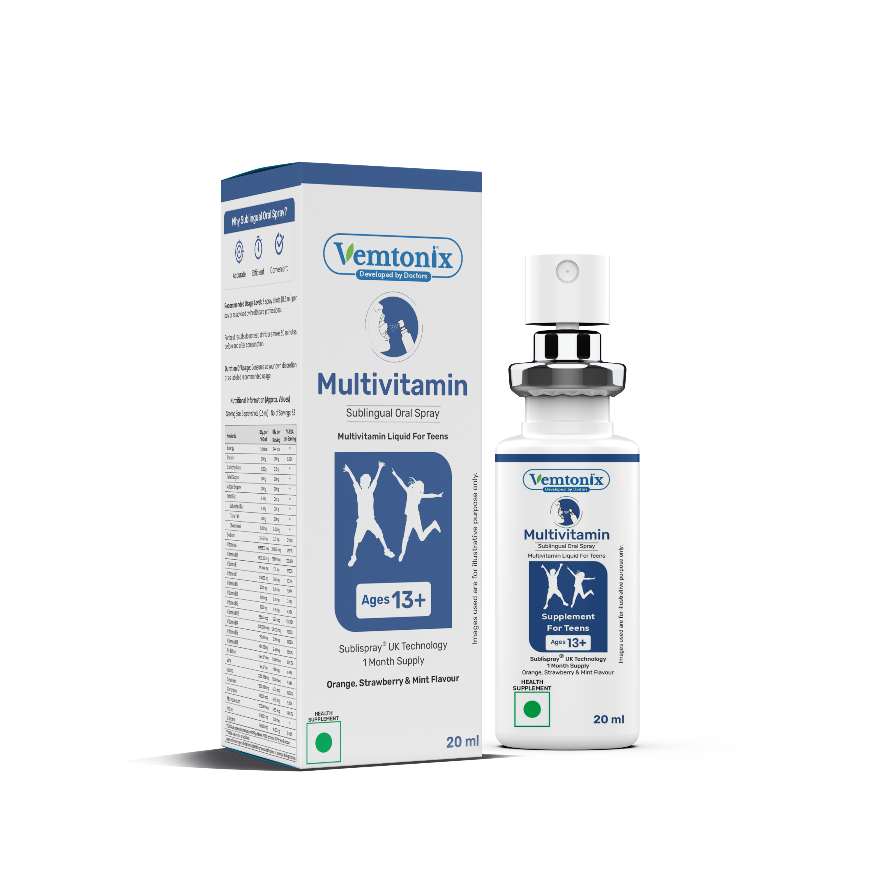Multivitamin Sublingual Oral Spray designed for Teen 13+ 