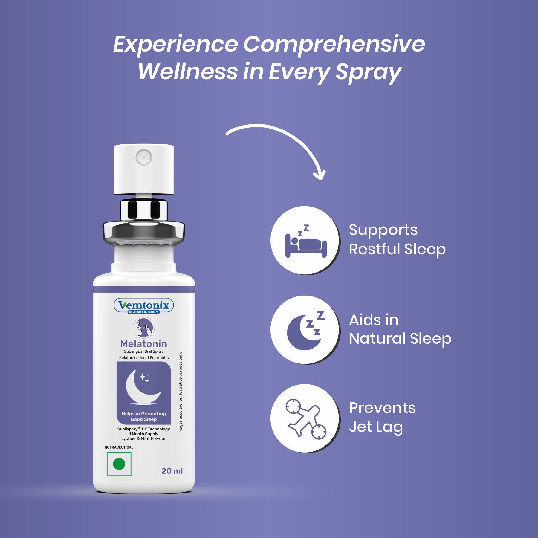 Vemtonix Melatonin spray bottle