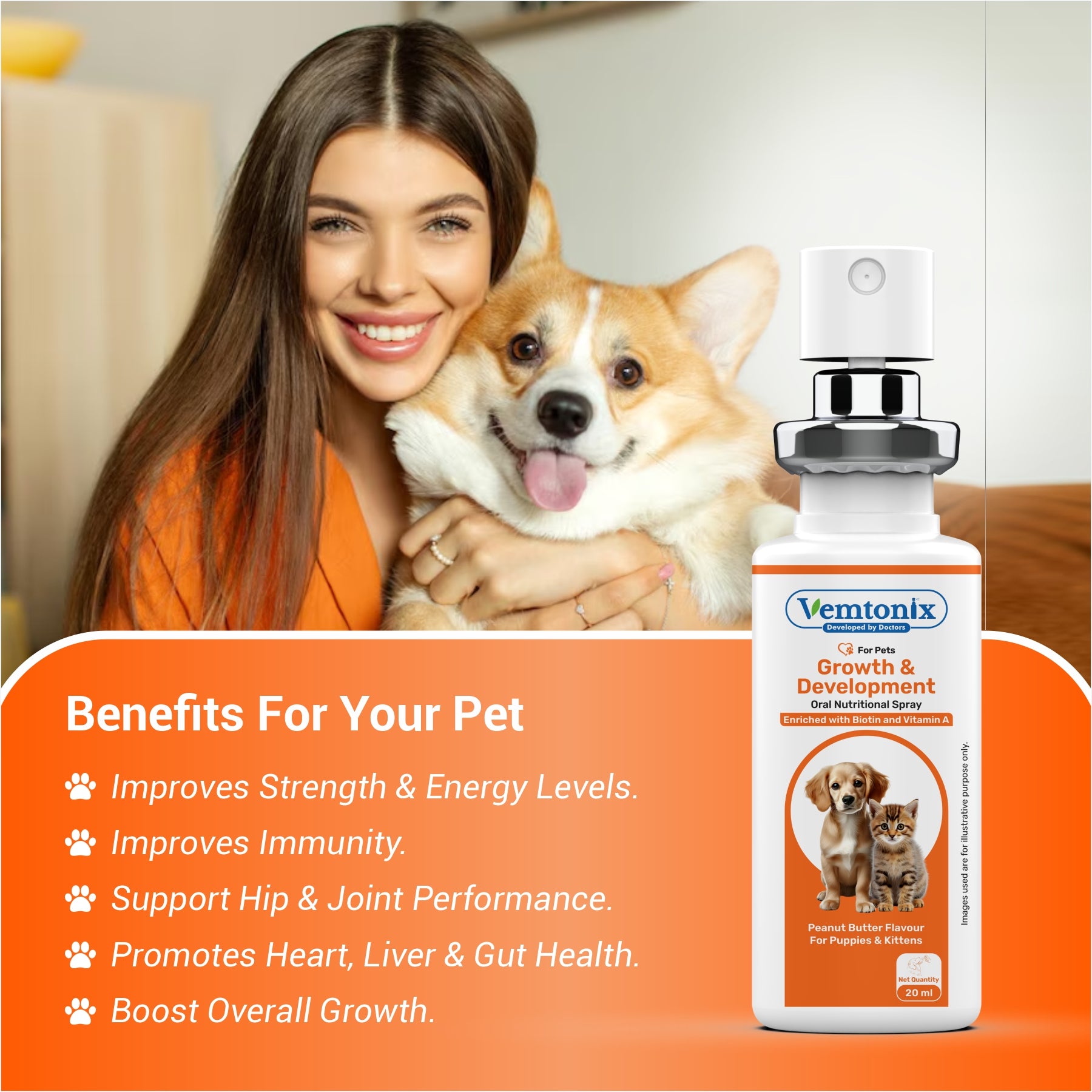 Vemtonix Growth & Development Nutritional spray with pet benefits