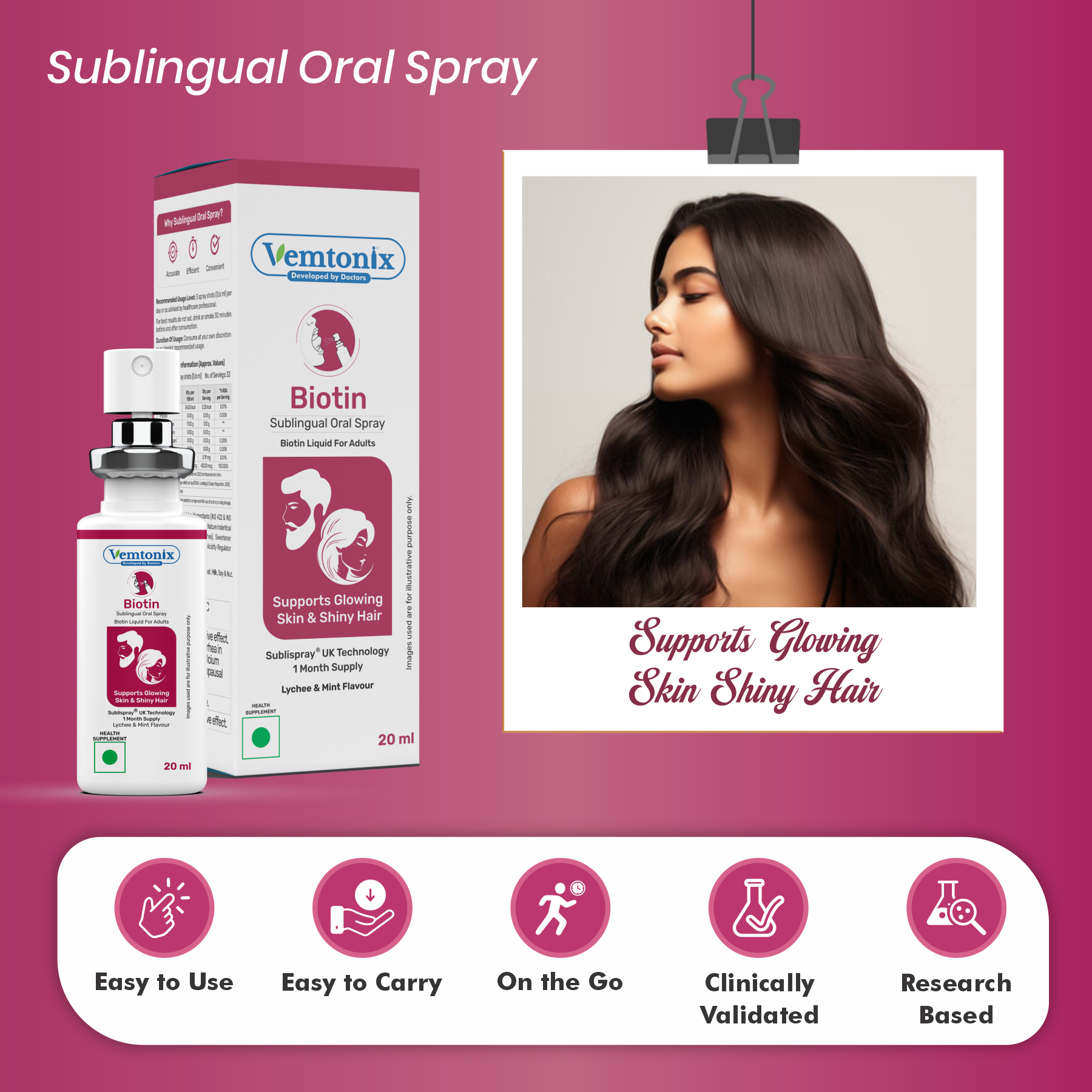 Vermionix Biotin sublingual oral spray for women