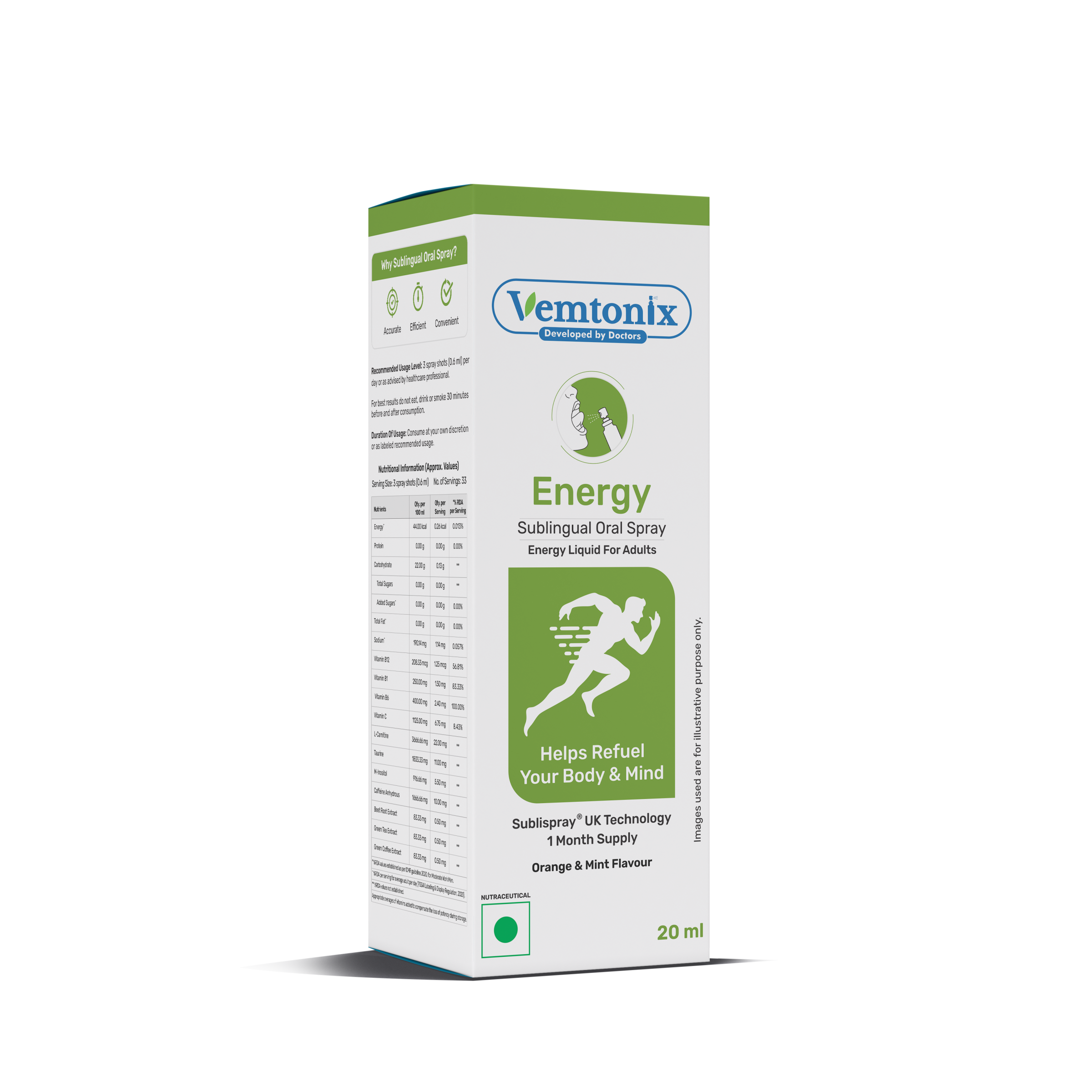 Vemtonix Energy spray packaging